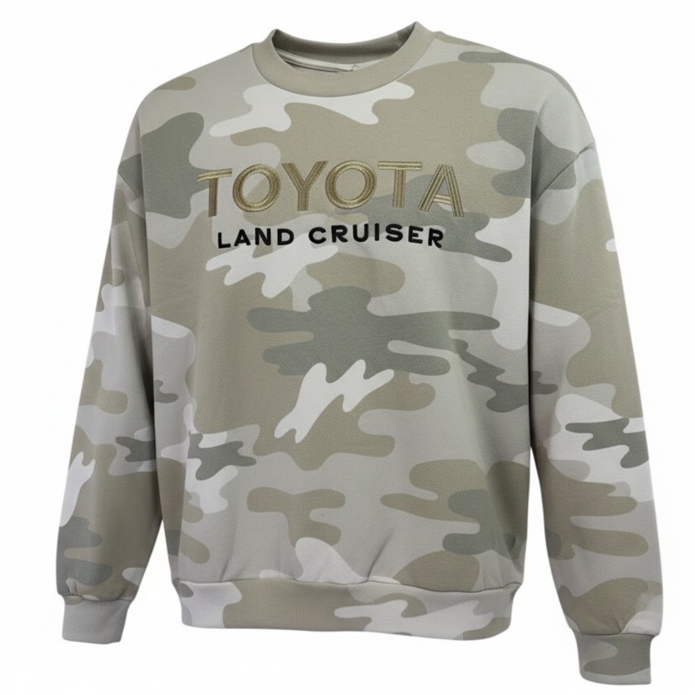 Toyota Land Cruiser Mens Large Camo‎ Sweatshirt Embroidered Logo Pullover (EE28)